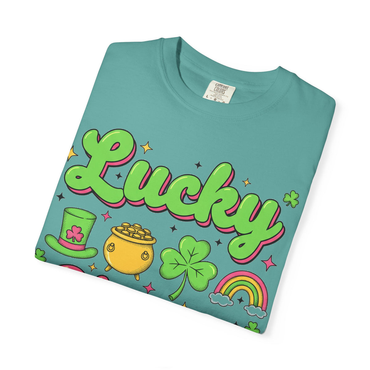 Lucky Charm Pink Shirt, Groovy St Patricks Day Tee, Rainbow Clover Shirt, Irish Gift