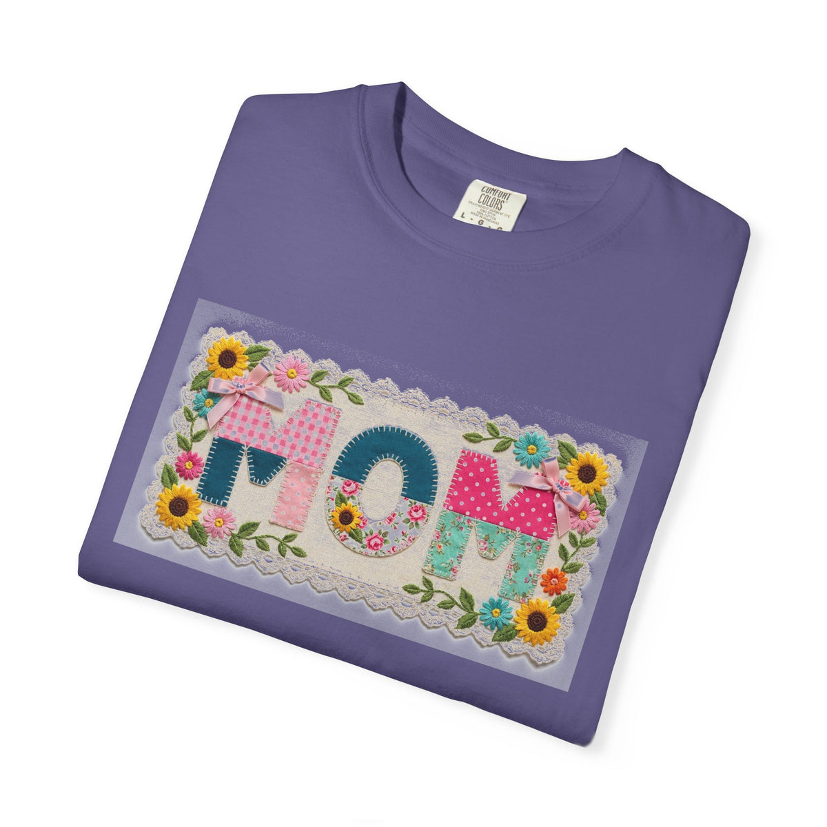 Mom Floral Applique Shirt, Faux Embroidery Sunflower MOM Tee, Mothers Day Shirt, Mom Gift