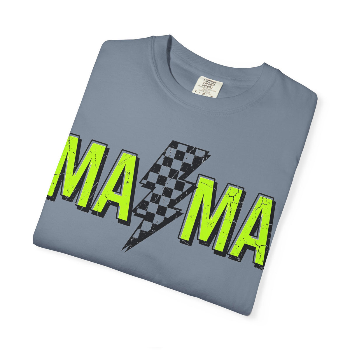 Mama Lightning Bolt Shirt, Neon Green Checkered Bolt Tee, Edgy Mom Shirt, Mama Gift