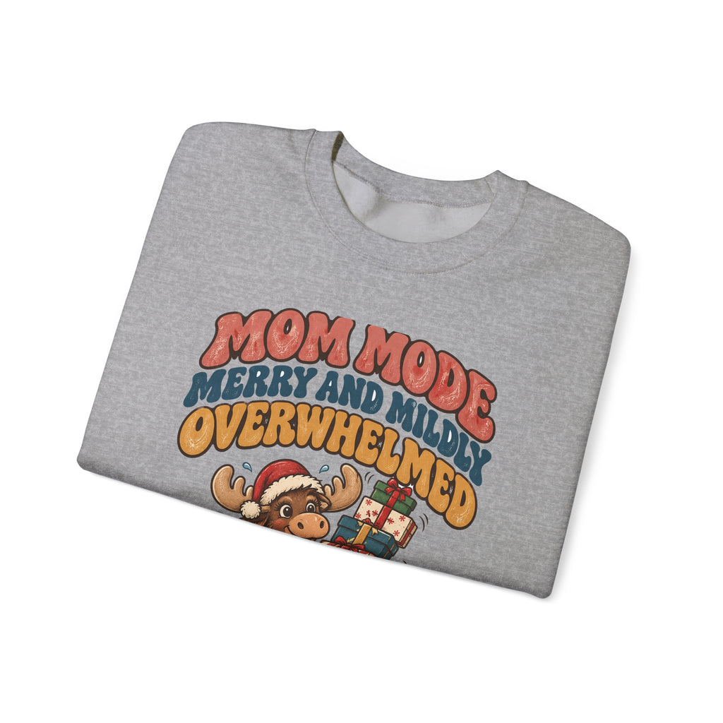 Funny Mom Gift Mom Mode Merry And Mildly Overwhelmed Ornament Mug Sweatshirt Christmas Gift for Mom Wife Tired Mama Moose