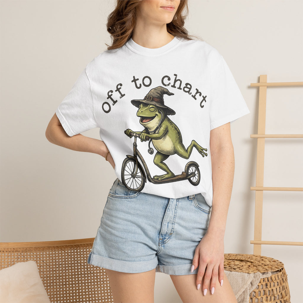 Off To Chart Grinning Frog Shirt, Nurse Frog Scooter Tee, Funny Charting Shirt, RN Gift