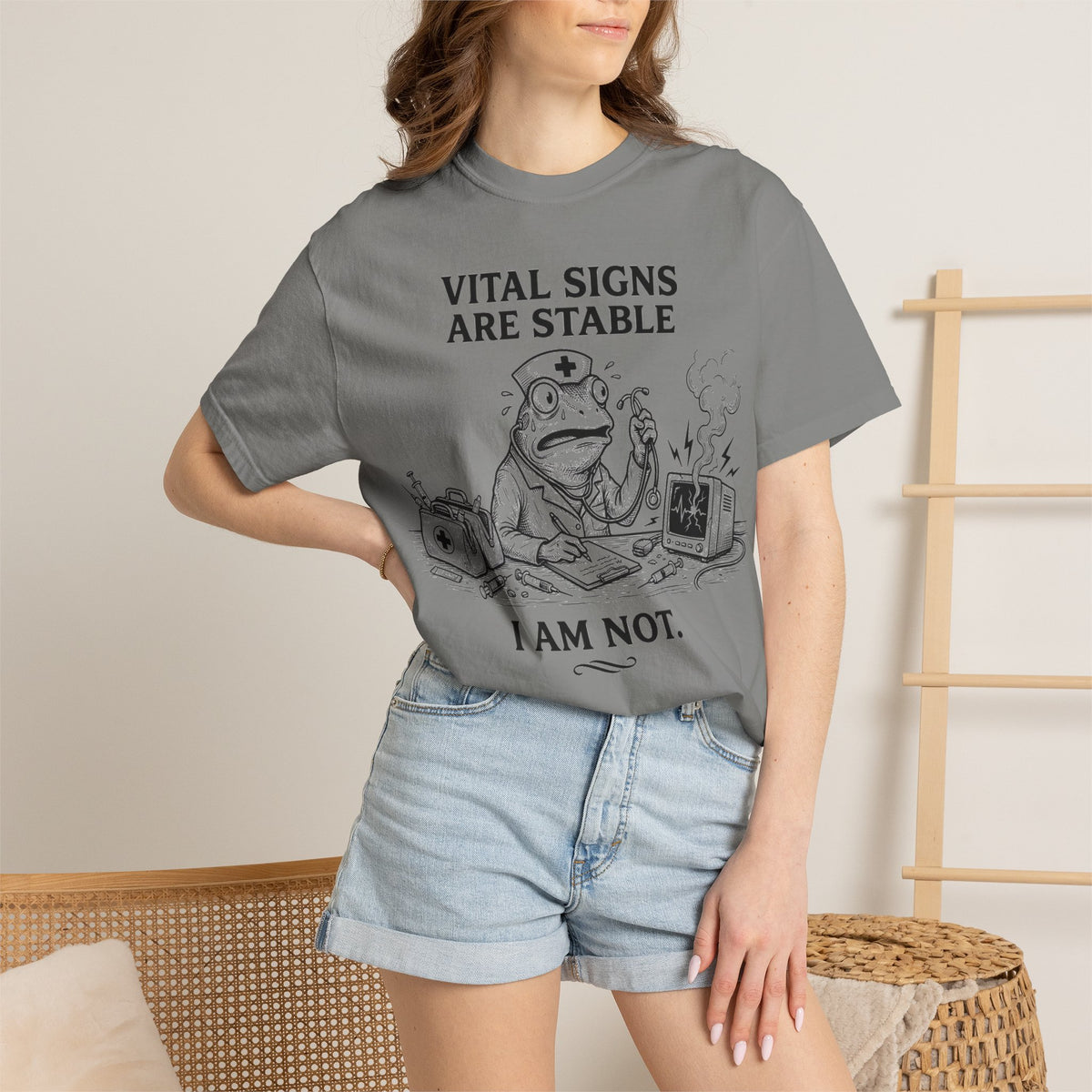 Vital Signs Are Stable I Am Not Shirt, Funny Nurse Frog Tee, Burnt Out RN Shirt, Night Shift Gift