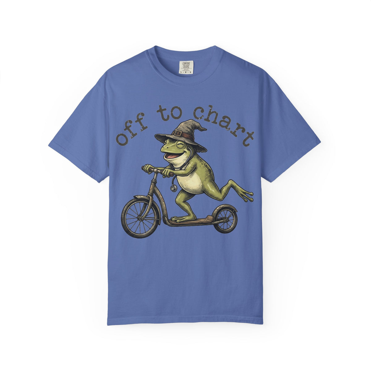Off To Chart Grinning Frog Shirt, Nurse Frog Scooter Tee, Funny Charting Shirt, RN Gift