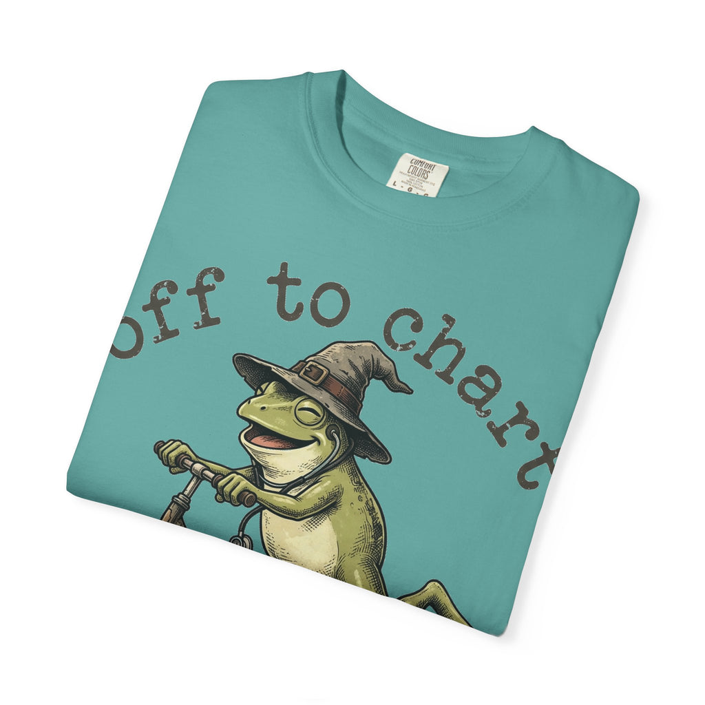Off To Chart Grinning Frog Shirt, Nurse Frog Scooter Tee, Funny Charting Shirt, RN Gift