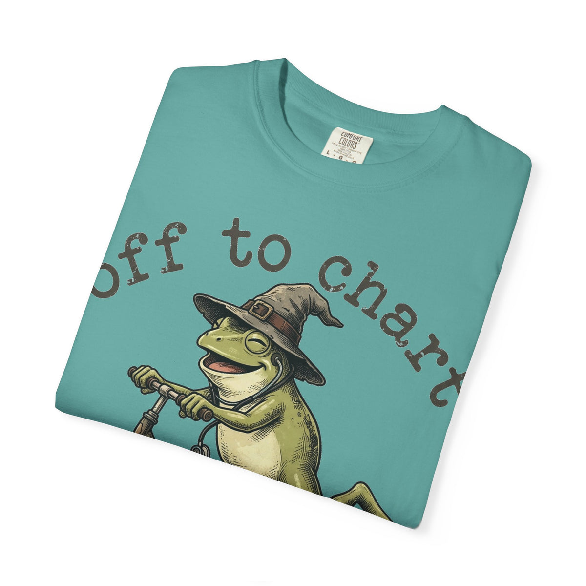Off To Chart Grinning Frog Shirt, Nurse Frog Scooter Tee, Funny Charting Shirt, RN Gift