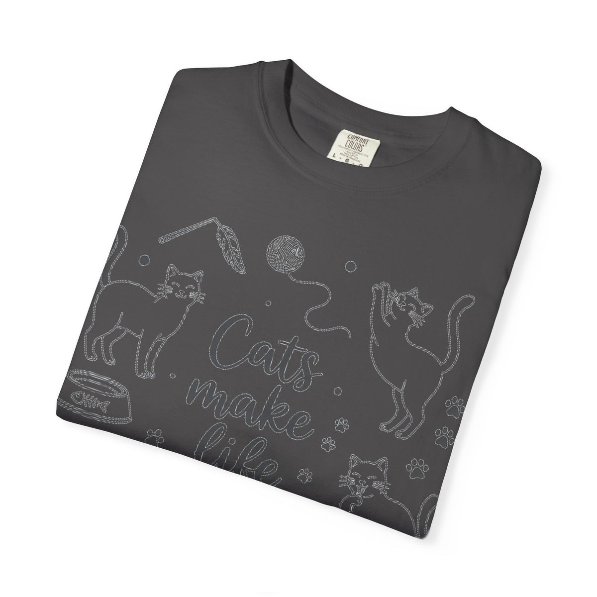 Cats Make Life Better Tall Shirt, Line Art Cat Collage Tee, Cat Lover Shirt, Cat Mom Gift