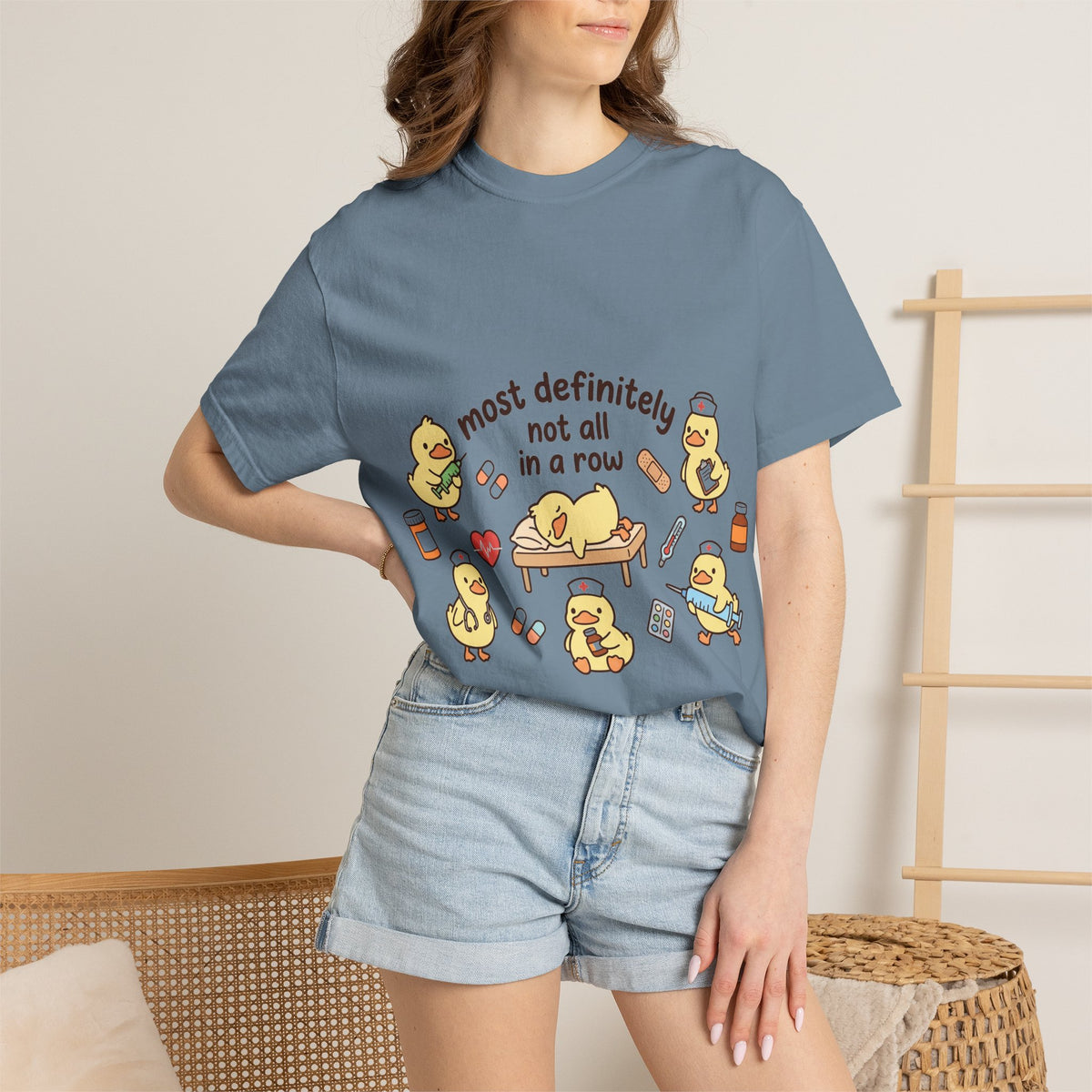 Most Definitely Not All In A Row Shirt, Funny Nurse Duck Tee, Cute Duckling Nurse Shirt, RN Gift