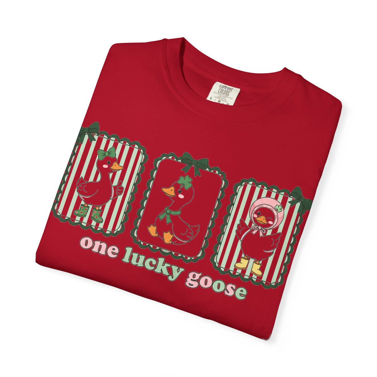One Lucky Goose Tall Shirt, Three Panel Irish Goose Tee, Cute St Patricks Day Shirt, Shamrock Gift