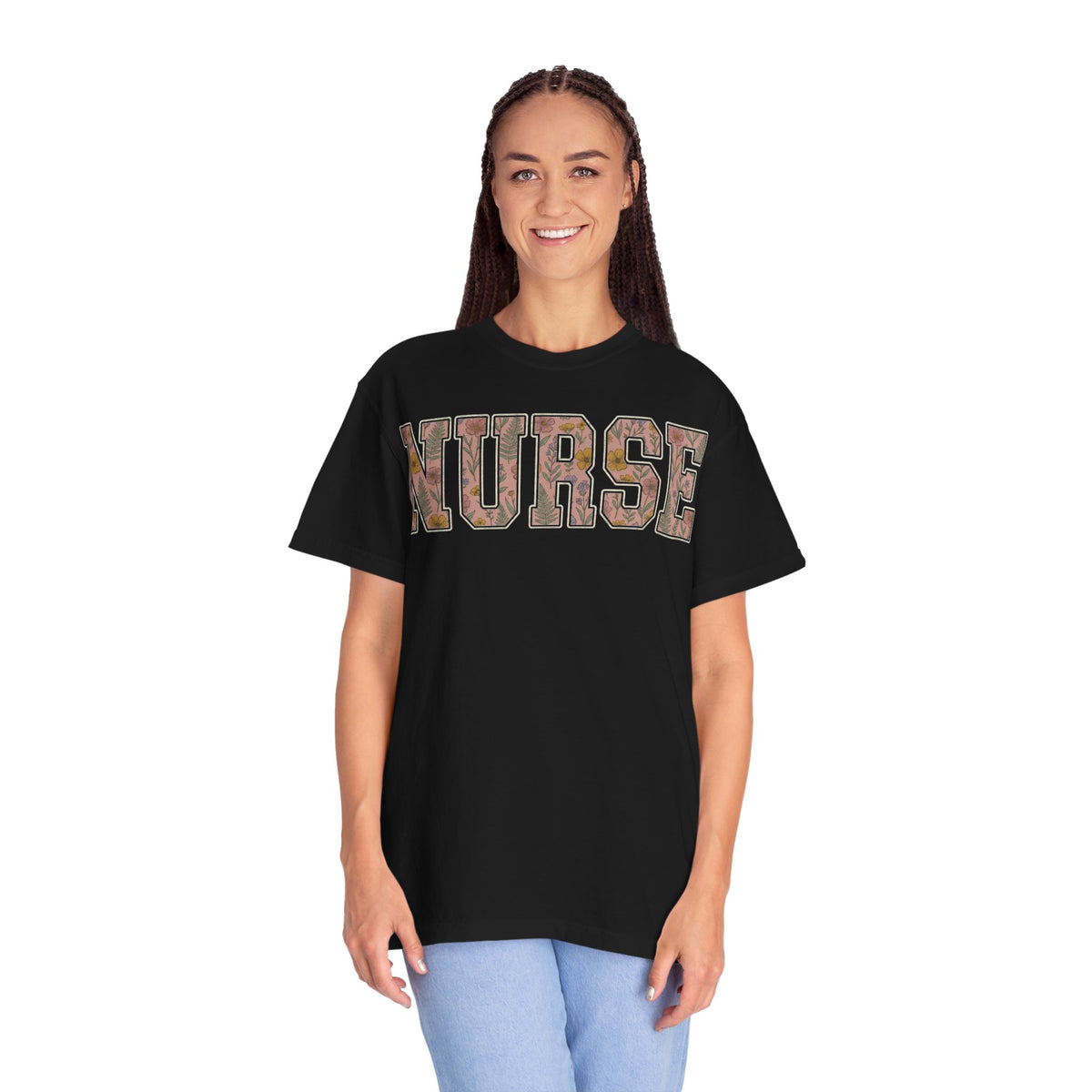 Nurse Floral Varsity Shirt, Wildflower Applique Nurse Tee, Pretty RN Shirt, Nurse Week Gift