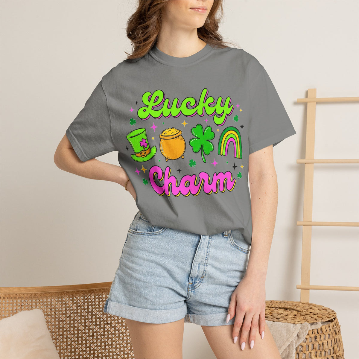 Lucky Charm Shirt, Retro St Patricks Day Doodle Tee, Pot Of Gold Rainbow Shirt, Irish Gift