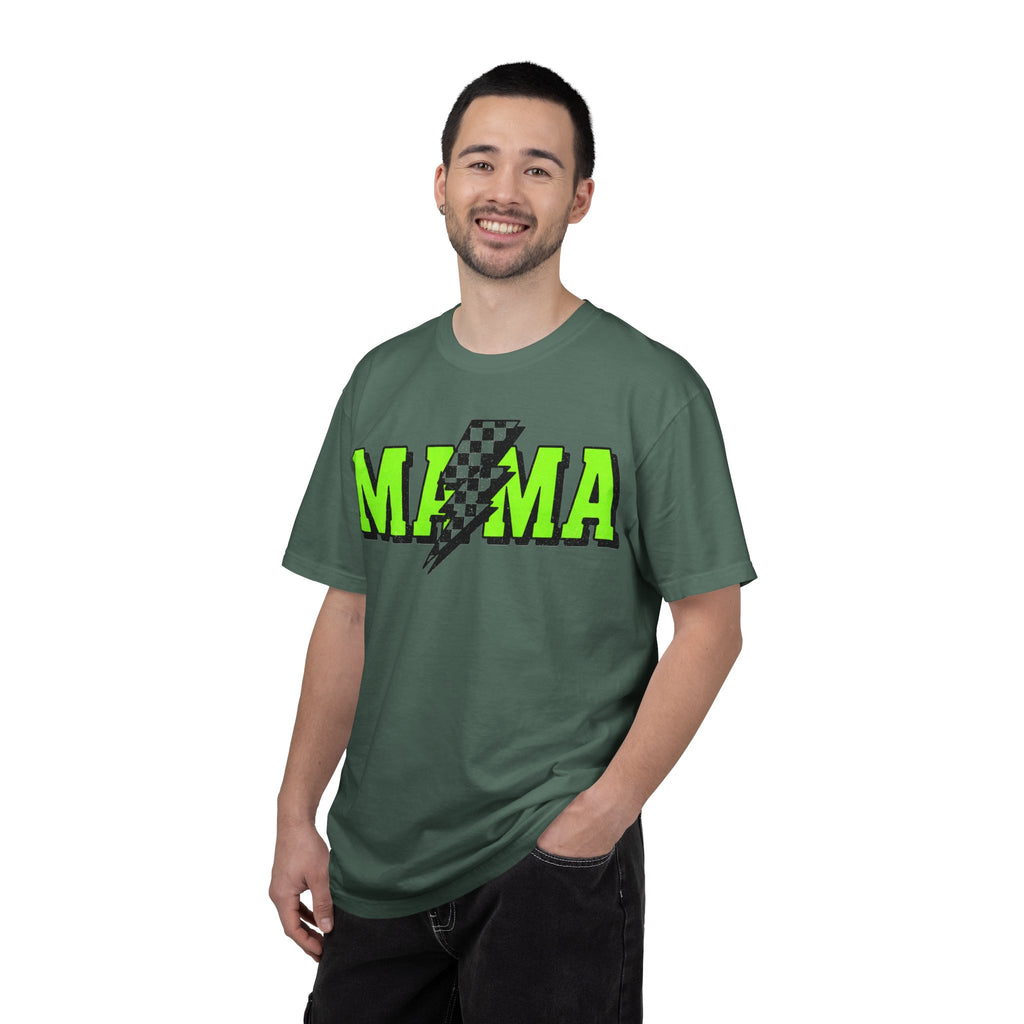 Mama Checkered Bolt Shirt, Green Lightning Mom Tee, Edgy Mama Shirt, Mothers Day Gift