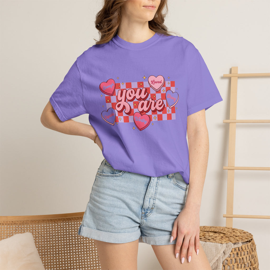You Are Enough Candy Heart Shirt, Red Check Affirmation Tee, Valentines Self Love Shirt, Gift For Her