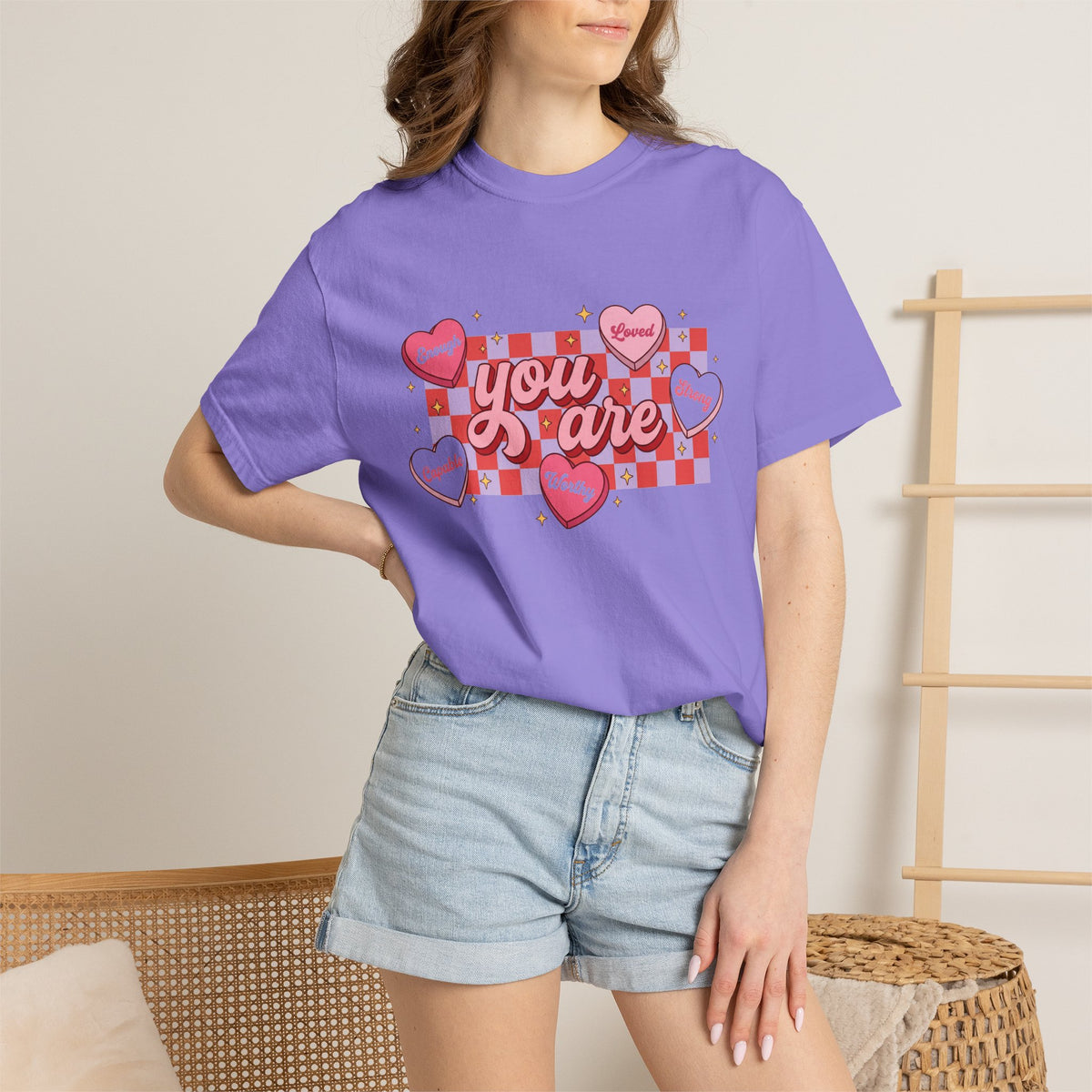 You Are Enough Candy Heart Shirt, Red Check Affirmation Tee, Valentines Self Love Shirt, Gift For Her