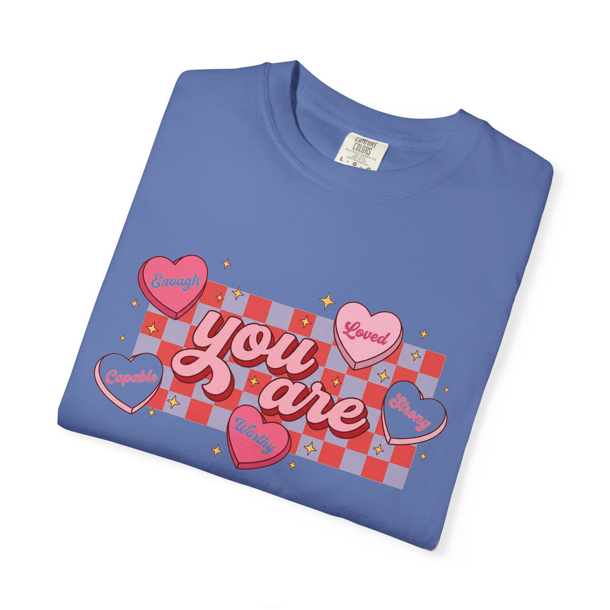 You Are Enough Candy Heart Shirt, Red Check Affirmation Tee, Valentines Self Love Shirt, Gift For Her
