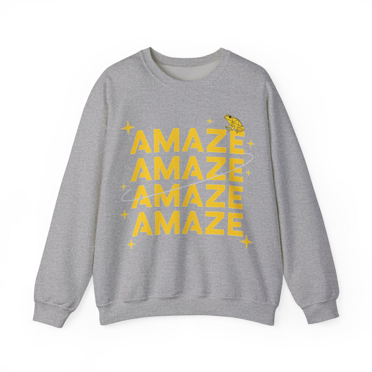 Amaze Amaze Amaze Frog Sweatshirt, Funny Retro Frog Sweatshirt, Yellow Typography Frog Lover Gift, Weird Meme Sweatshirt, Cottagecore Frog G