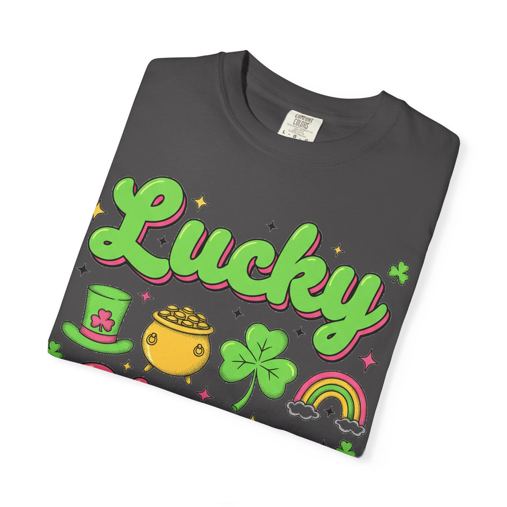 Lucky Charm Pink Shirt, Groovy St Patricks Day Tee, Rainbow Clover Shirt, Irish Gift