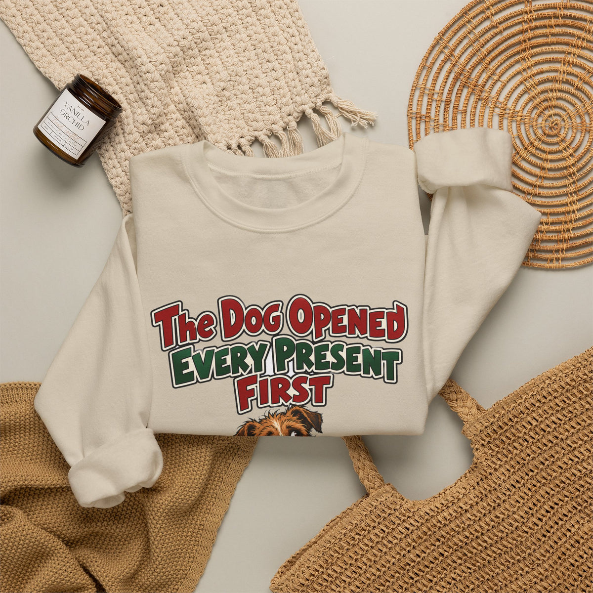 Funny Dog Christmas Sweatshirt The Dog Opened Every Present First Shirt, Funny Dog Parent Gift, Christmas Gift, Funny Tee