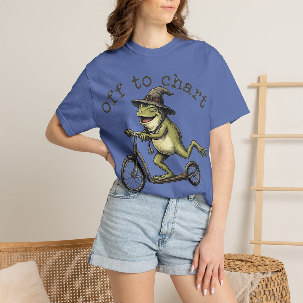 Off To Chart Grinning Frog Shirt, Nurse Frog Scooter Tee, Funny Charting Shirt, RN Gift