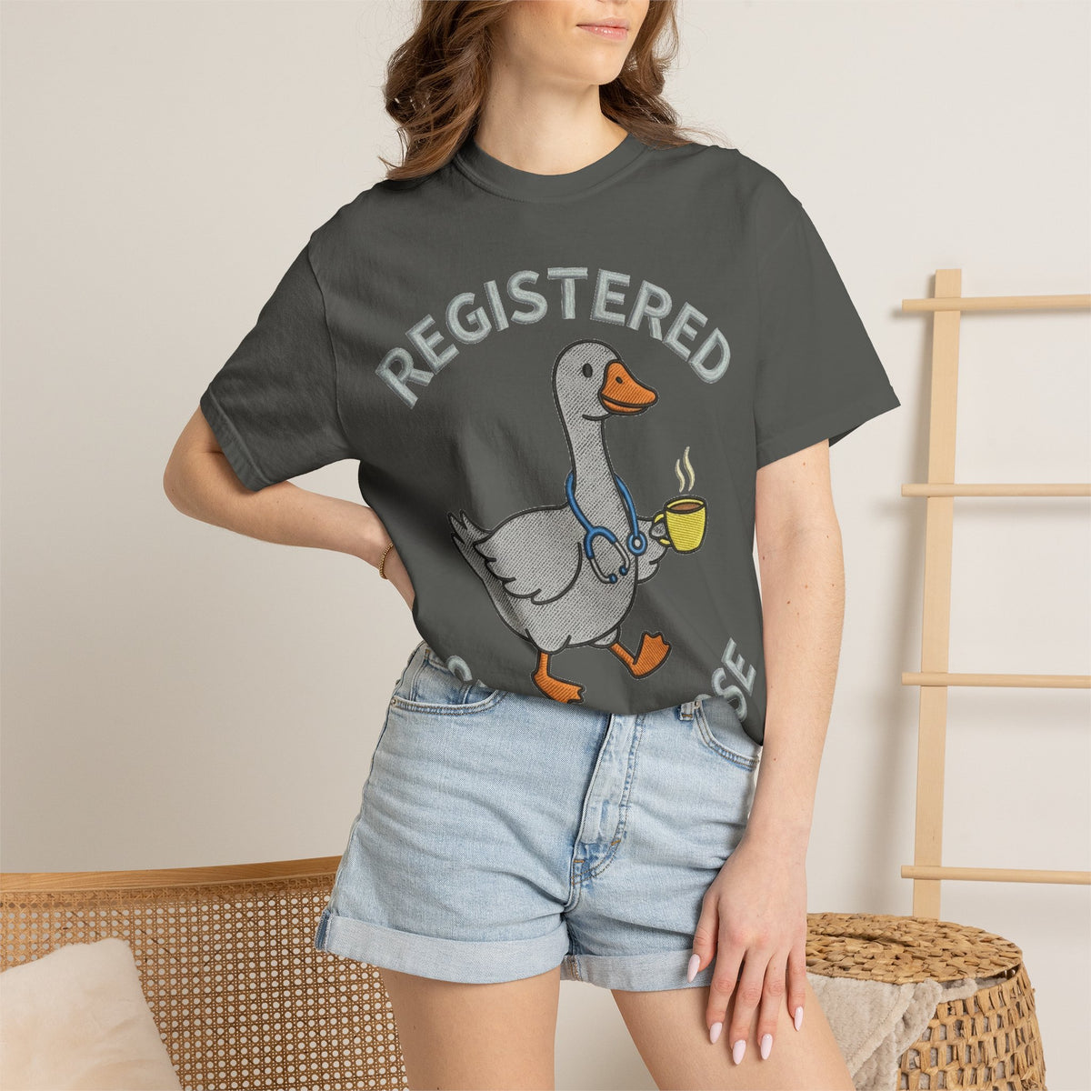 Registered Silly Goose Shirt, Faux Embroidery Nurse Goose Tee, Funny RN Shirt, Nurse Gift