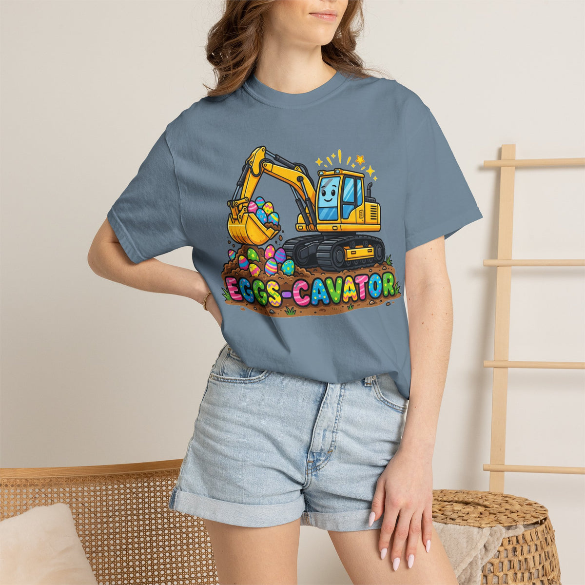 Eggs-Cavator Excavator Shirt, Funny Easter Construction Tee, Digger Easter Egg Shirt, Boys Easter Gift