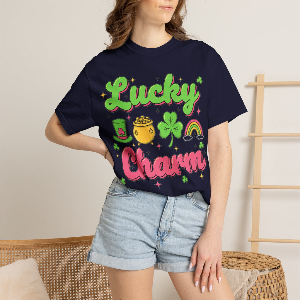 Lucky Charm Pink Shirt, Groovy St Patricks Day Tee, Rainbow Clover Shirt, Irish Gift