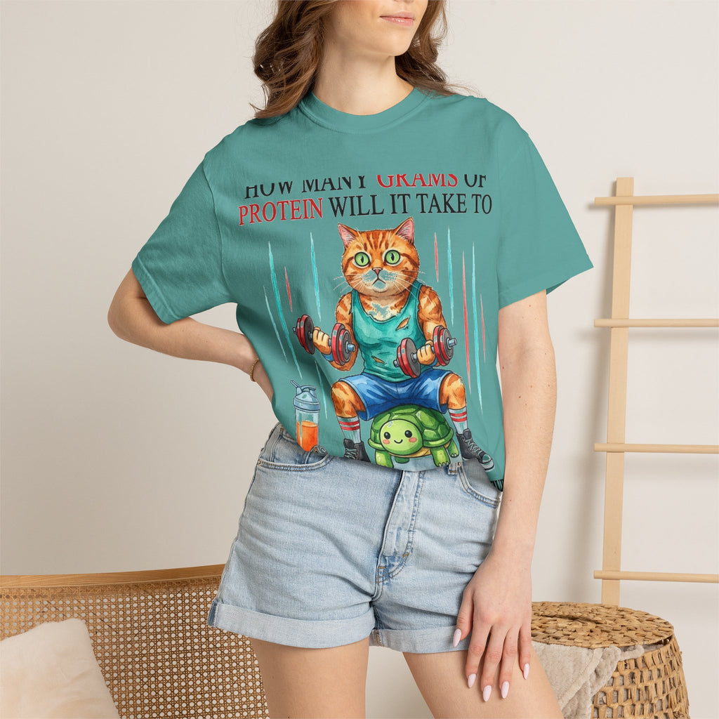 How Many Grams Of Protein Will It Take To Restore The Light In My Eyes Shirt, Funny Gym Cat Tee, Burnout Humor Shirt, Lifter Gift