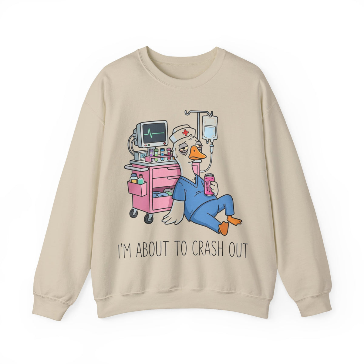 I'm About To Crash Out Nurse Goose Sweatshirt, Funny Burnt Out Nurse Sweatshirt, Night Shift Nurse Gift, Sarcastic RN Humor Sweatshirt, Goos
