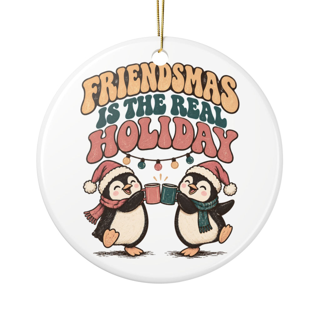 Friendsmas Is The Real Holiday Ornament, Funny Sarcastic Friend Christmas Gift, Ceramic Christmas Ornament 2026