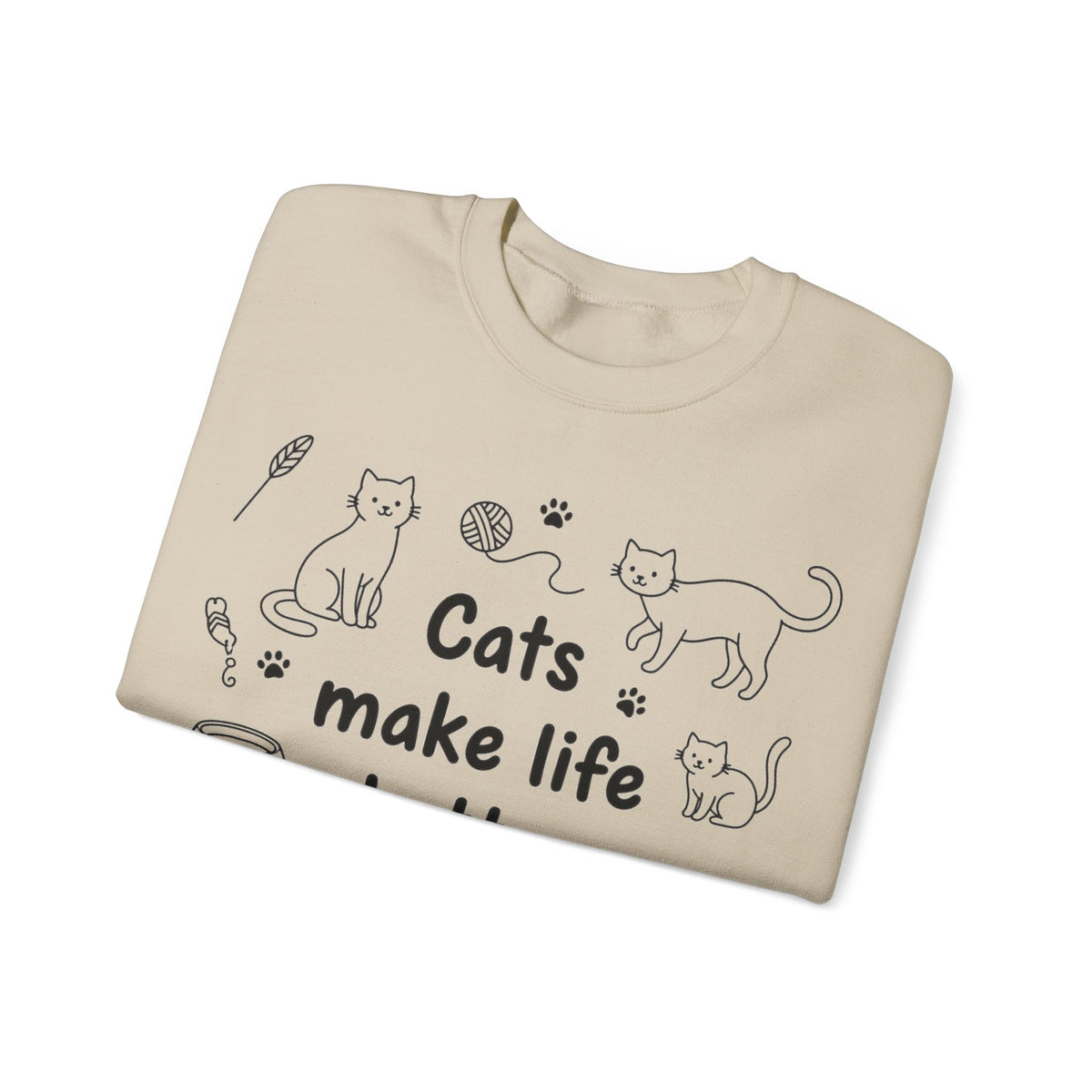 Cats Make Life Better Sweatshirt, Minimalist Cat Line Art Sweatshirt, Cat Lover Gift, Cat Mom Sweatshirt, Cute Kitten Doodle Sweatshirt, Cra