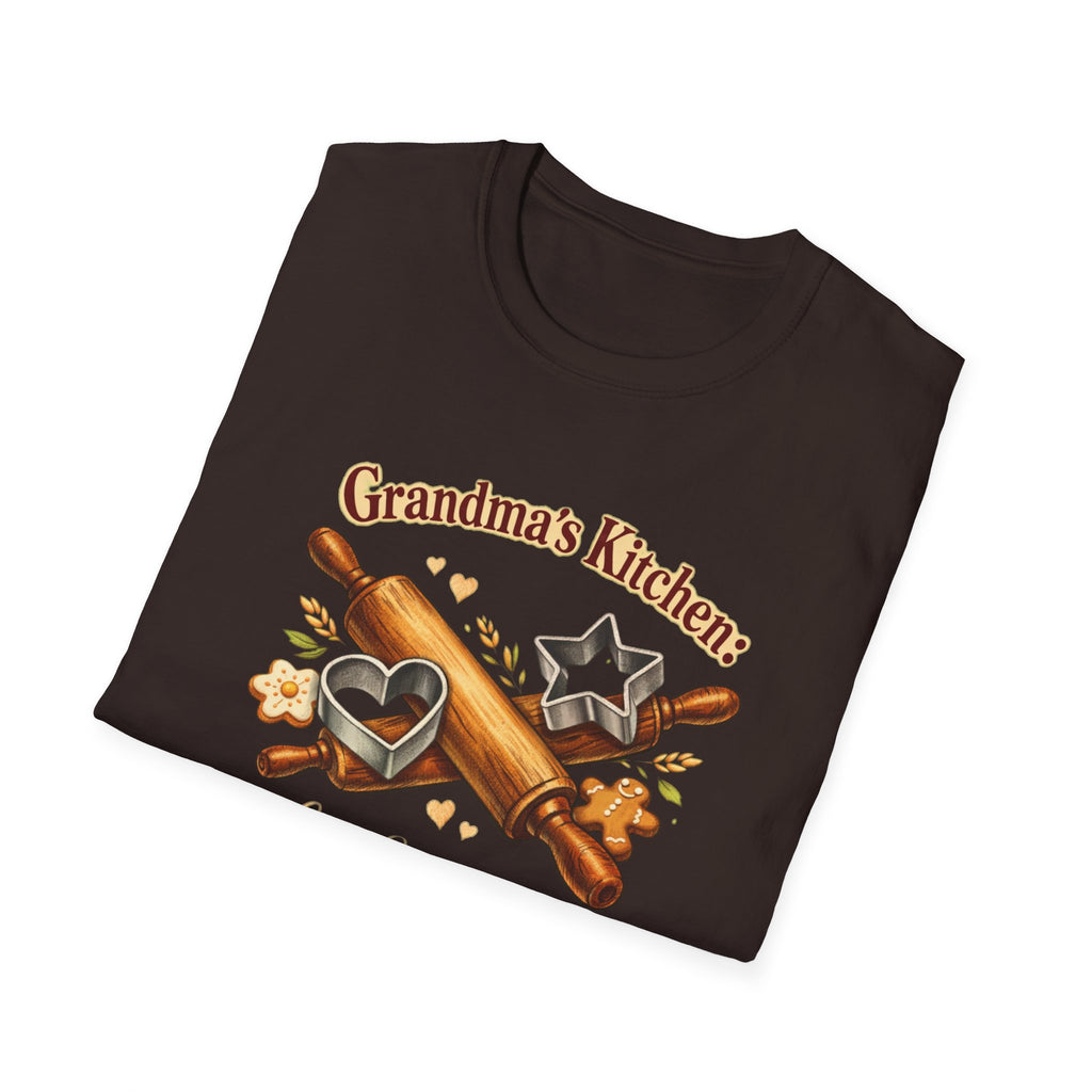 Grandma's Kitchen T-Shirt – "Love Served Daily" Baking Heart & Rolling Pin Design
