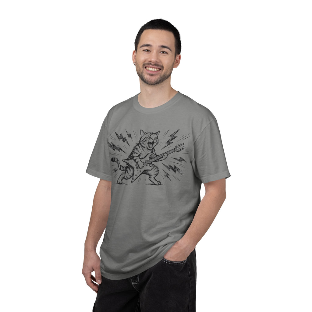 Rock Star Cat Shirt, Electric Guitar Cat Tee, Funny Heavy Metal Cat Shirt, Cat Lover Gift