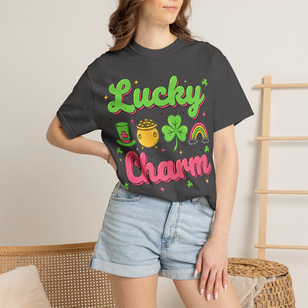 Lucky Charm Pink Shirt, Groovy St Patricks Day Tee, Rainbow Clover Shirt, Irish Gift