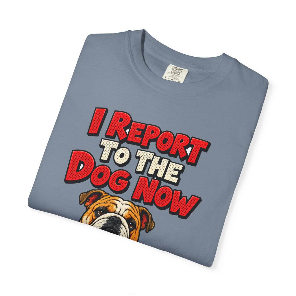 funny retirement shirt I Report To The Dog Now Shirt, Funny Retired Dog Lover Shirt, Comfort Colors