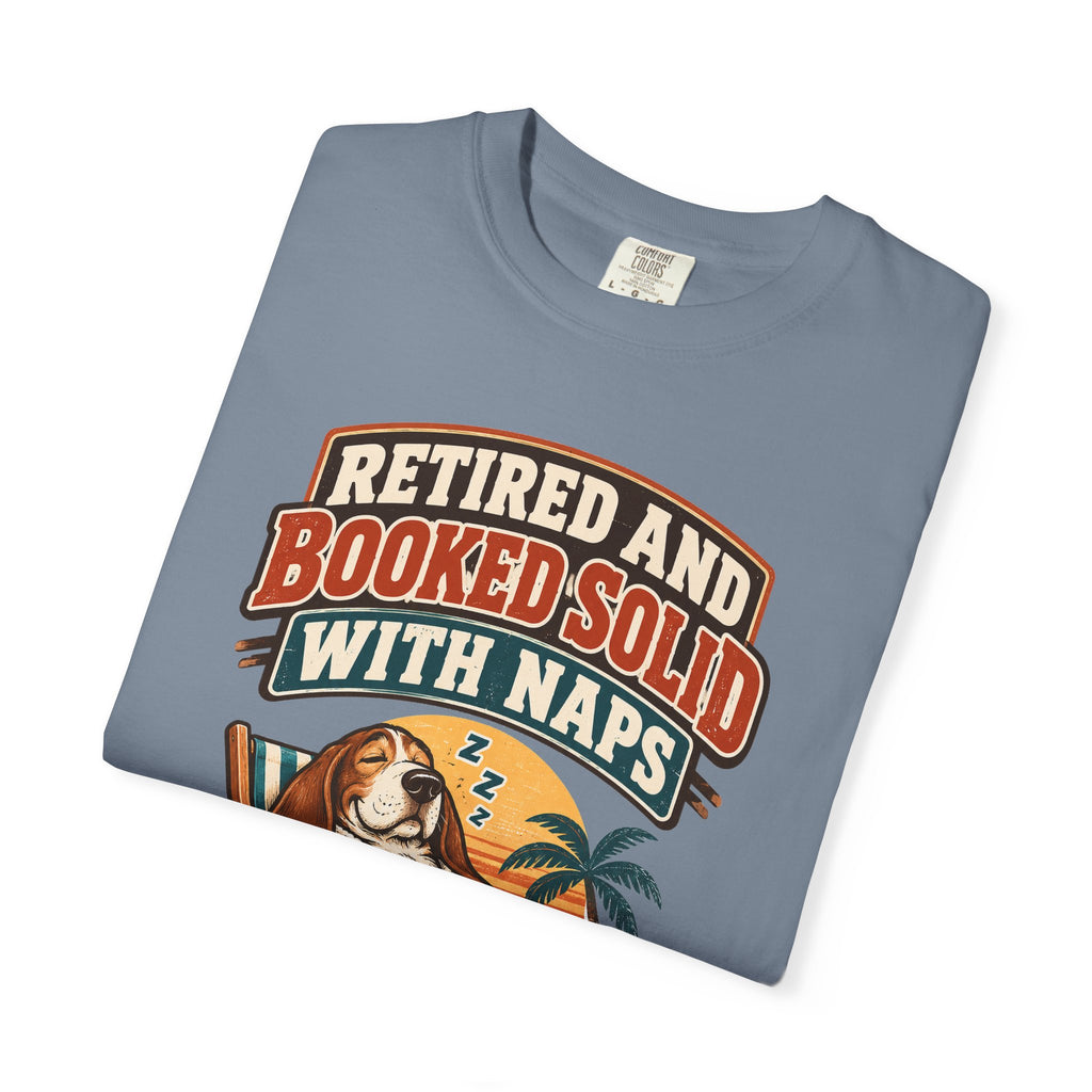 Funny Retirement Shirt Retired And Booked Solid With Naps | Vintage Badge Shirt | Retirement Gift For Him Her