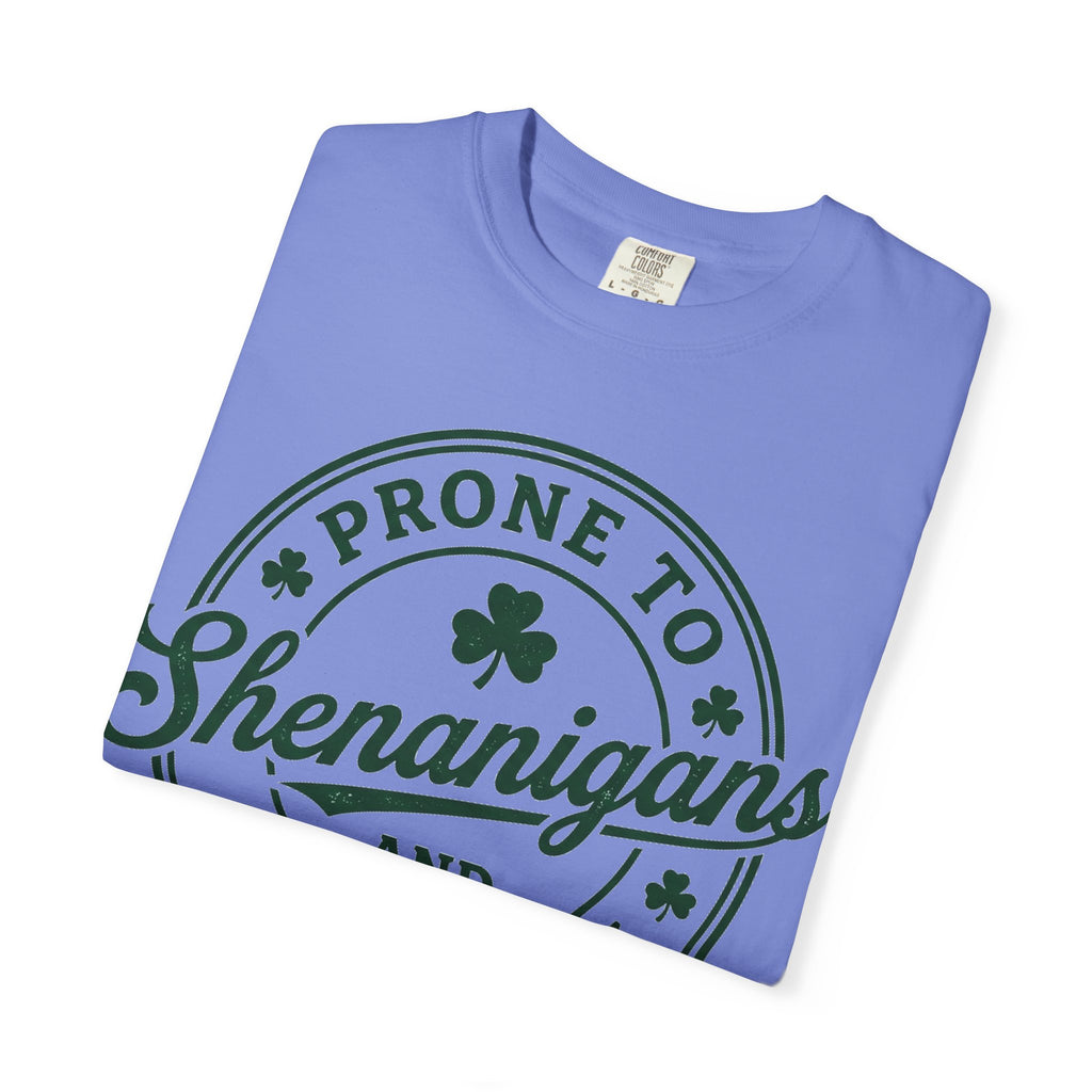 Prone To Shenanigans And Malarkey Shirt, St Patricks Day Badge Tee, Funny Irish Shirt, Paddys Day Gift