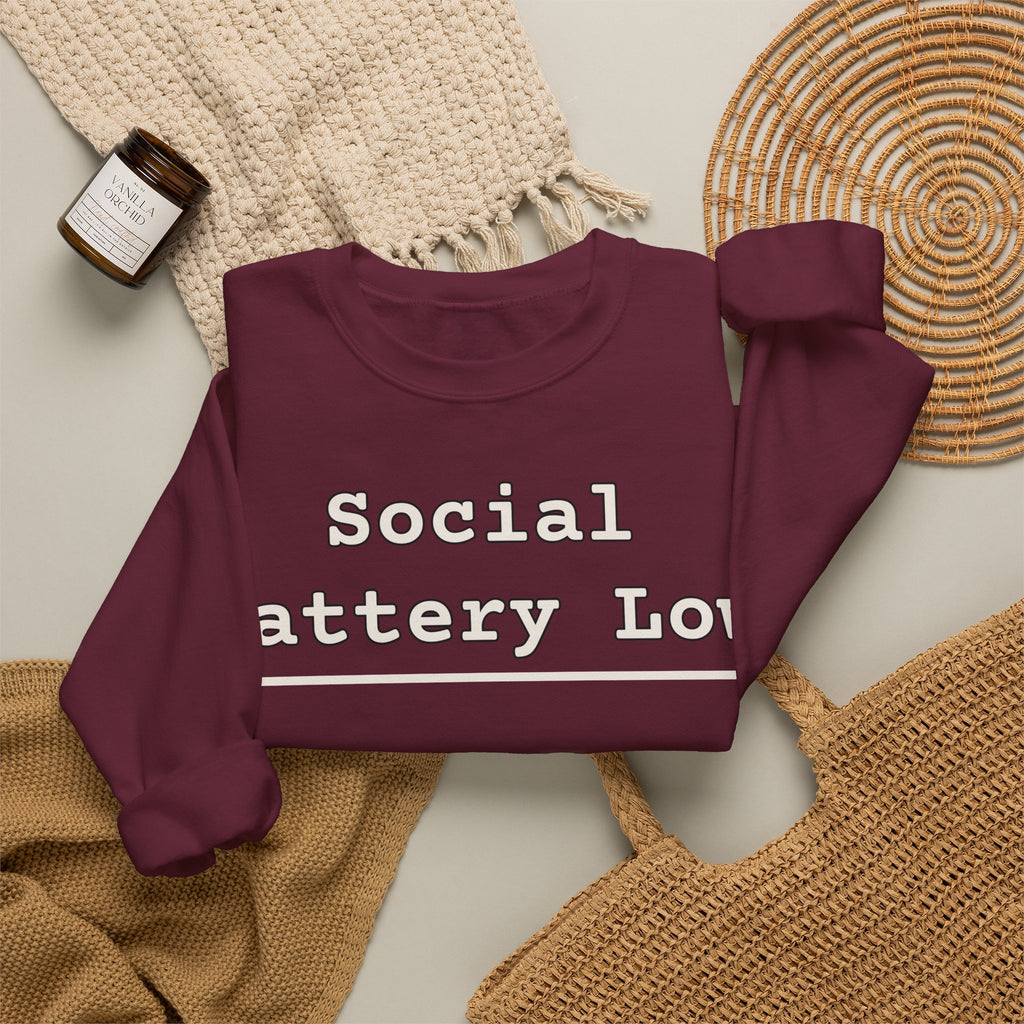 Introvert Sweatshirts For Men Social Battery Low | Funny Introvert Sweatshirt | Sarcastic Quote Sweatshirt | Gift