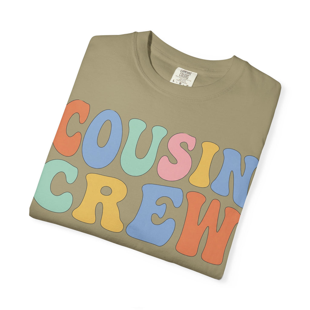 Cousin Crew Wide Groovy Shirt, Pastel Retro Letter Tee, Family Reunion Matching Shirt, Cousin Gift