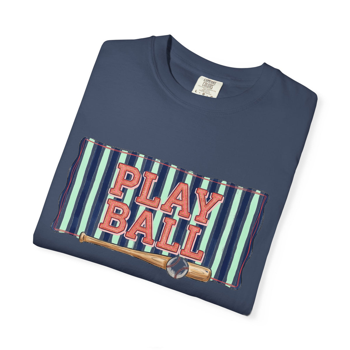 Play Ball Wide Stripe Shirt, Baseball Bat And Ball Tee, Vintage Game Day Shirt, Baseball Mom Gift