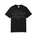 Welcome To Night Shift Light Shirt, Elegant Blackletter Nurse Tee, Night Shift Gift Shirt, RN Humor