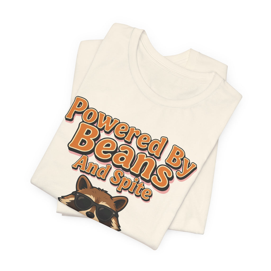 Funny Coffee Shirt Powered By Beans And Spite | Sarcastic Coffee Lover Shirt | Iced Coffee Raccoon Shirt | Gift