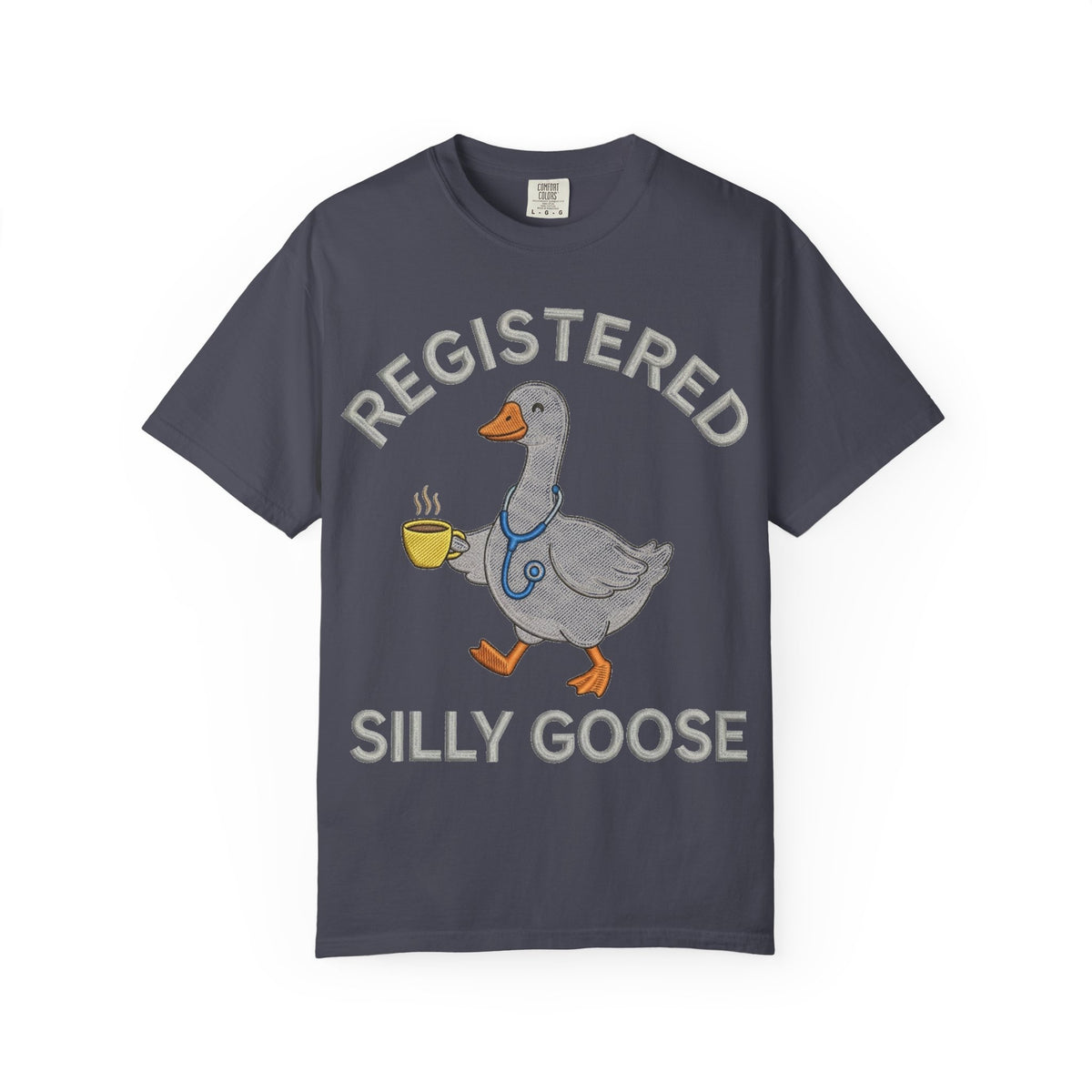Registered Silly Goose Straight Text Shirt, Embroidered Look Nurse Goose Tee, Funny RN Shirt, Nurse Gift