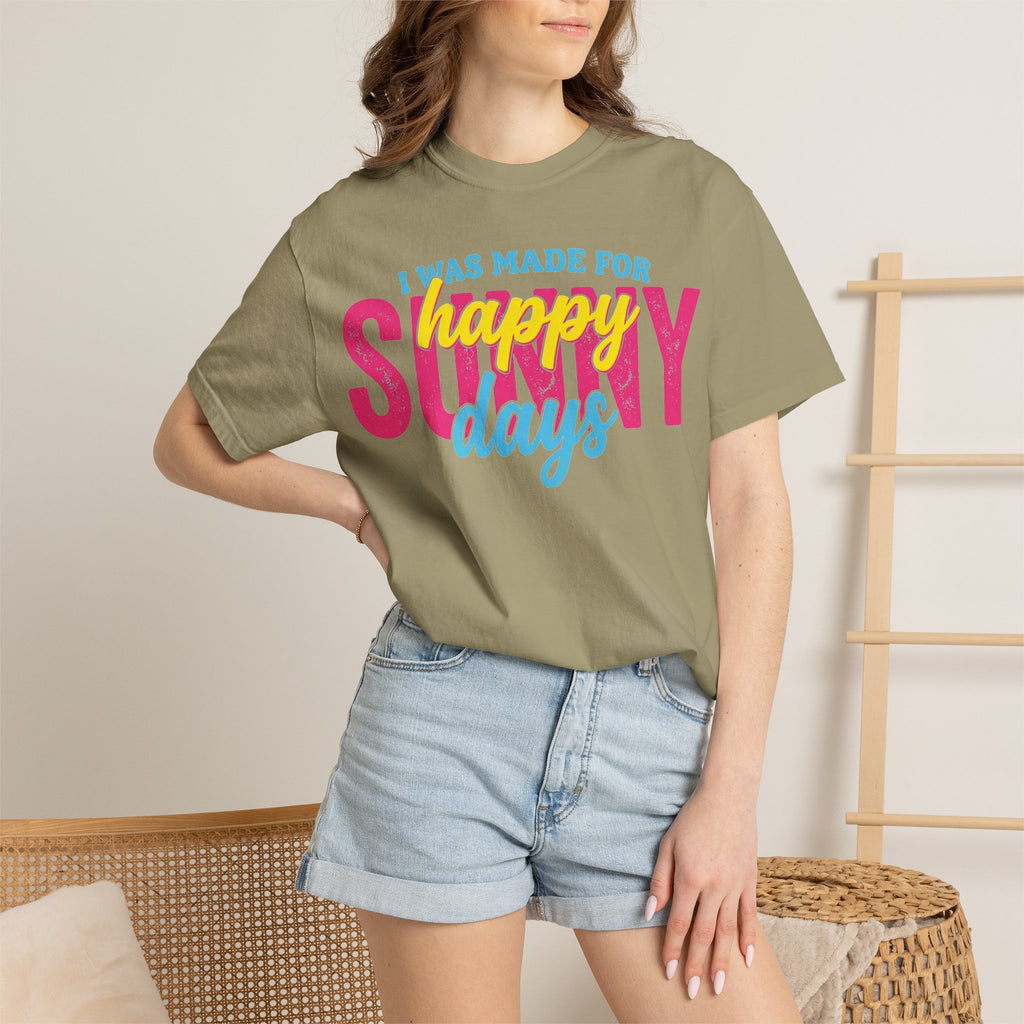 Happy Sunny Days Wide Shirt, Retro Layered Type Summer Tee, Bright Vacation Shirt, Summer Gift