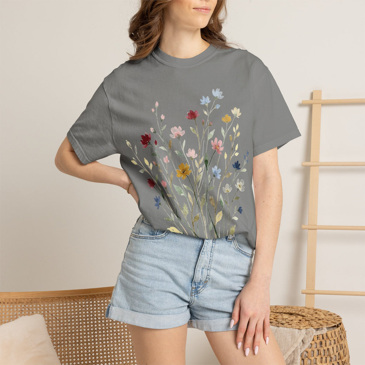 Watercolor Wildflower Spray Shirt, Painted Meadow Bouquet Tee, Cottagecore Floral Shirt, Garden Gift