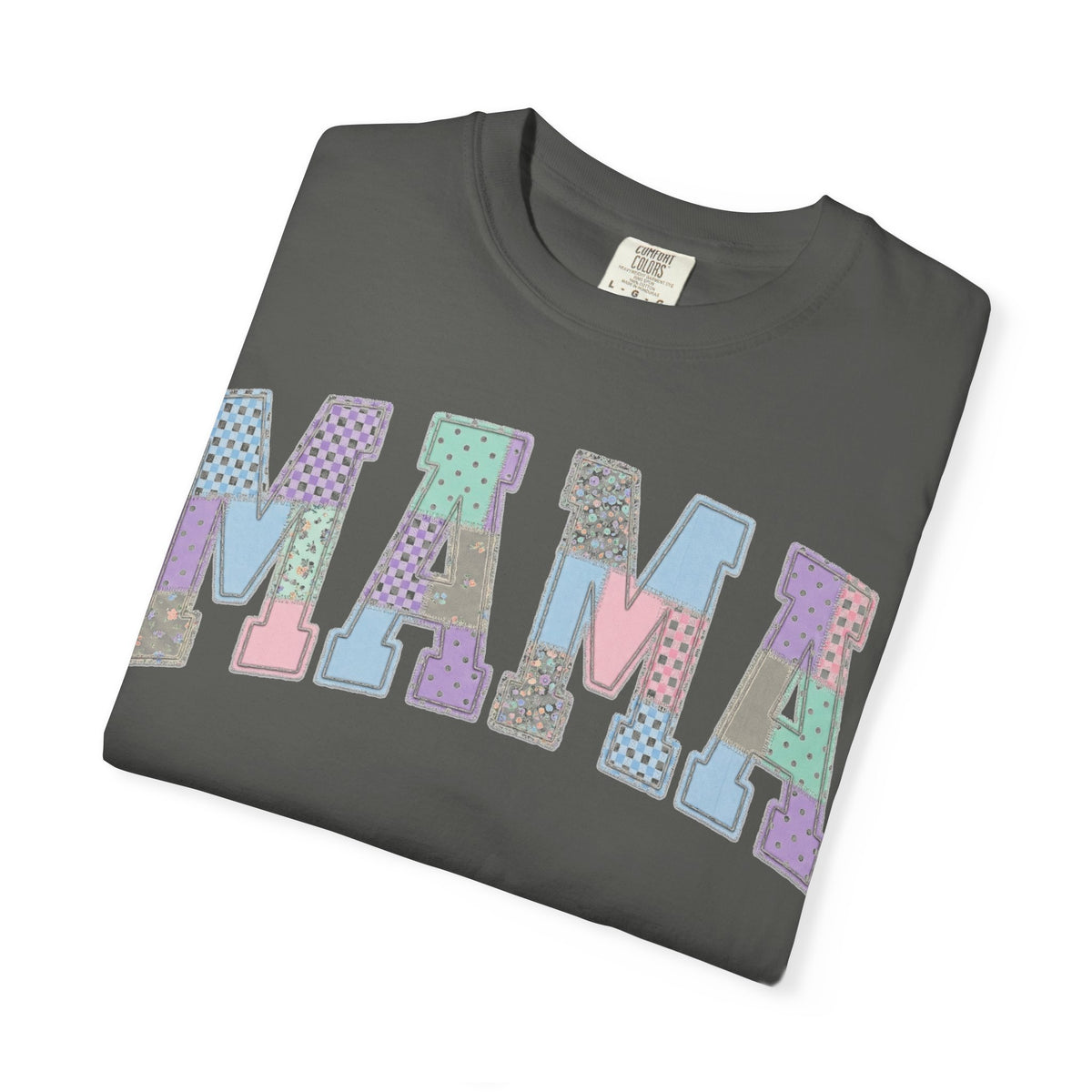 Mama Patchwork Shirt, Pastel Faux Applique Varsity Tee, Shabby Chic Mom Shirt, Mothers Day Gift
