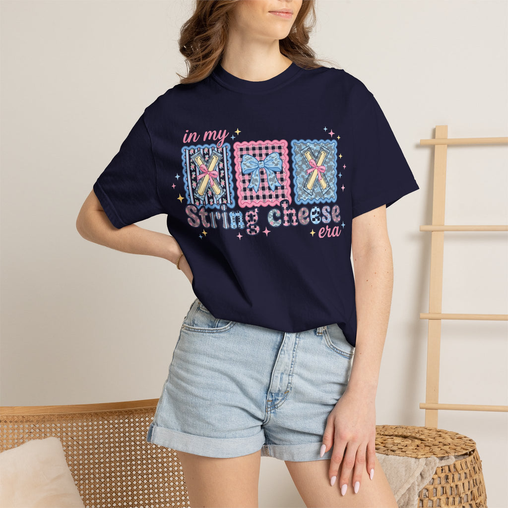 In My String Cheese Era Bow Shirt, Pastel Coquette Snack Tee, Funny Cheese Lover Shirt, Cute Gift
