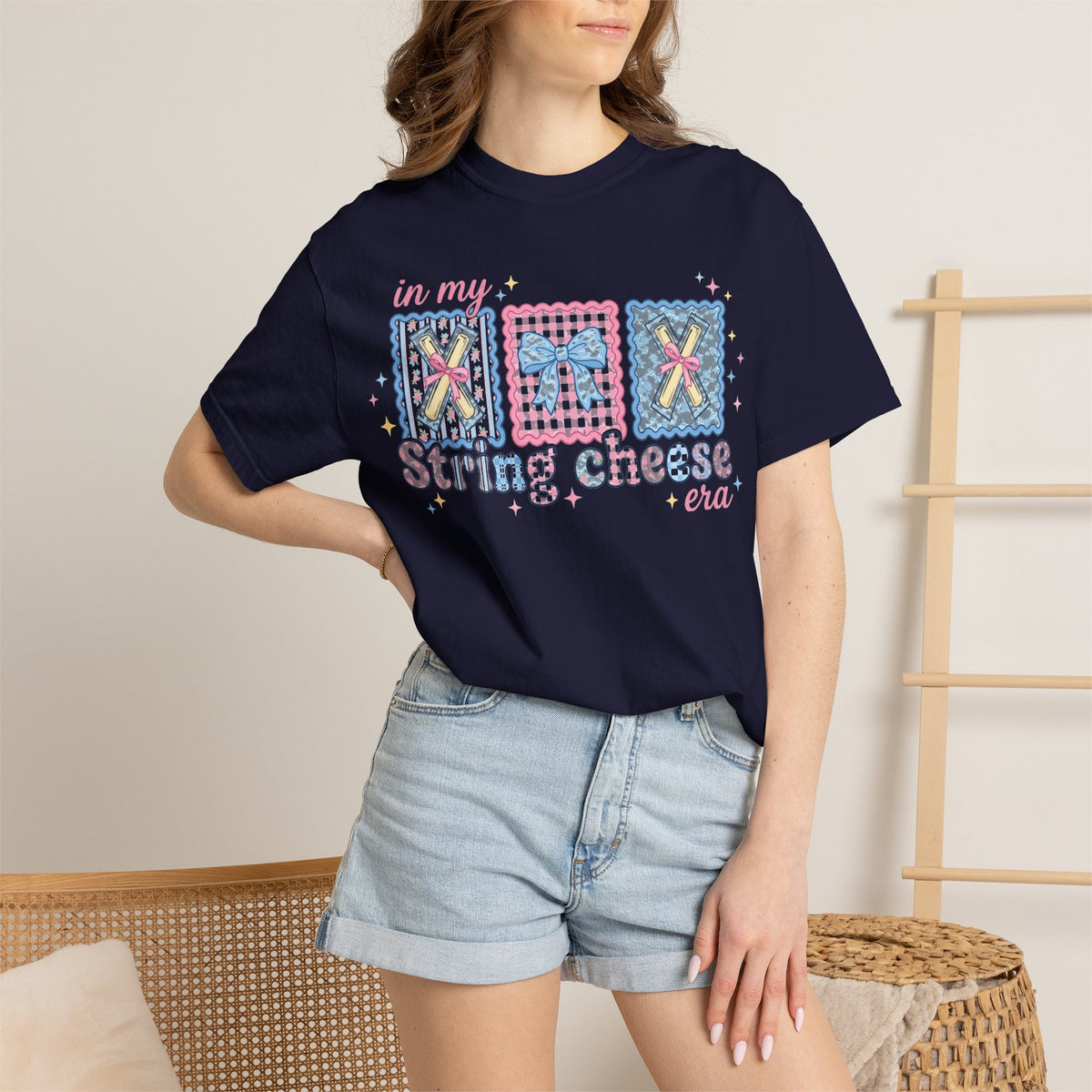 In My String Cheese Era Bow Shirt, Pastel Coquette Snack Tee, Funny Cheese Lover Shirt, Cute Gift