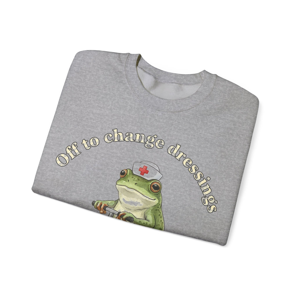 Off To Change Dressings Frog Nurse Sweatshirt, Wound Care Nurse Sweatshirt, Funny Frog Scooter Nurse Gift, Vintage RN Humor Sweatshirt, Scru