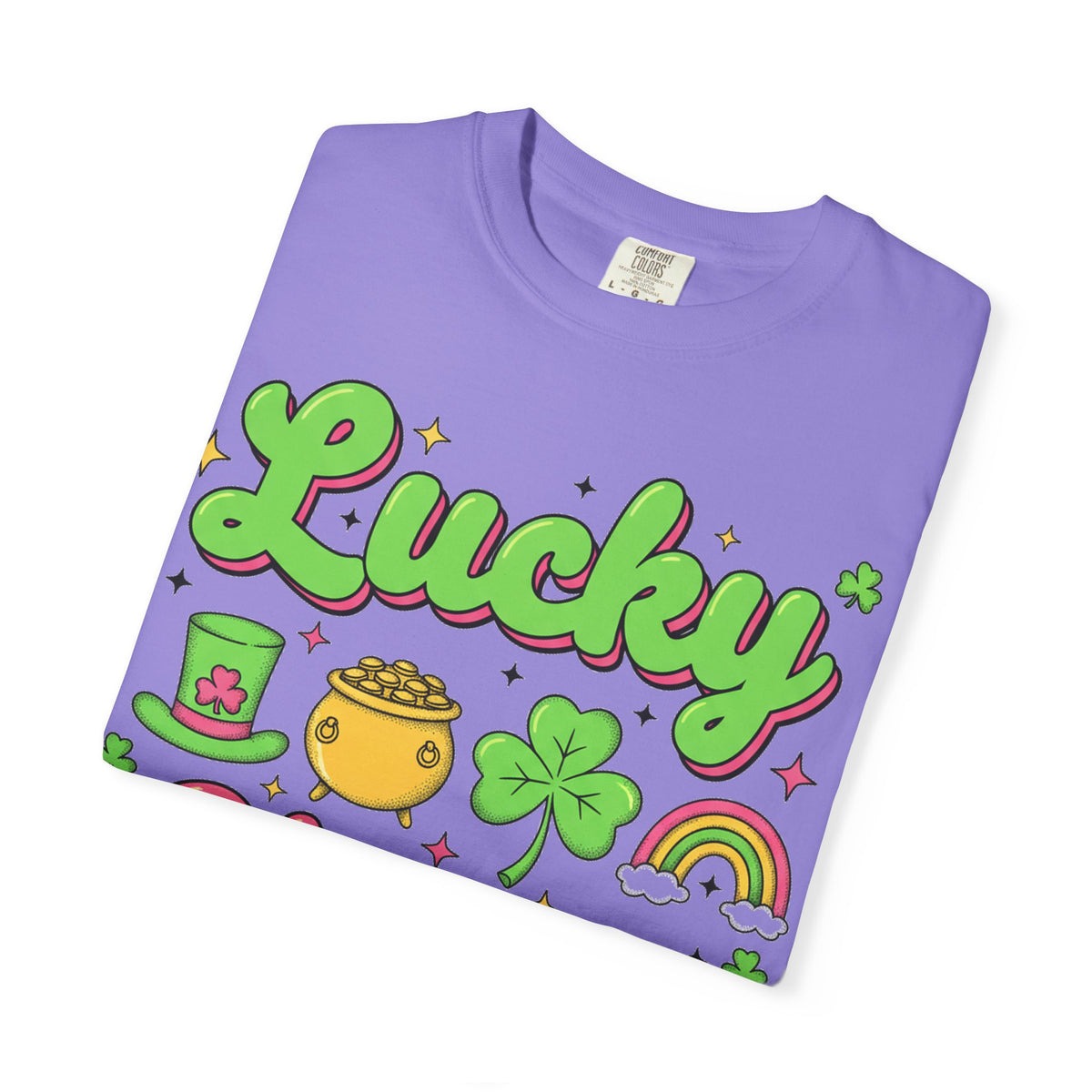 Lucky Charm Pink Shirt, Groovy St Patricks Day Tee, Rainbow Clover Shirt, Irish Gift