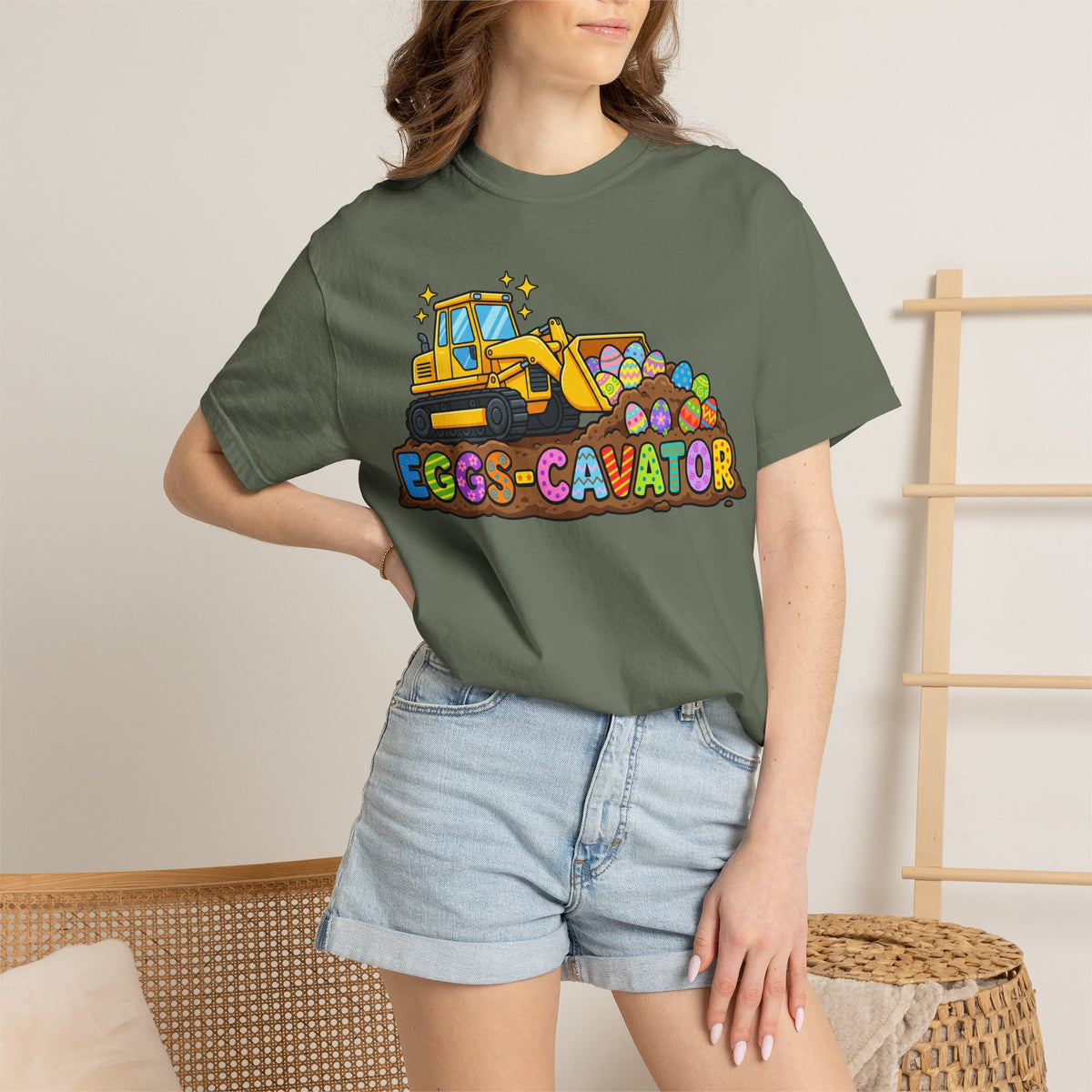 Eggs-Cavator Shirt, Funny Easter Digger Tee, Construction Easter Egg Shirt, Toddler Boy Easter Gift