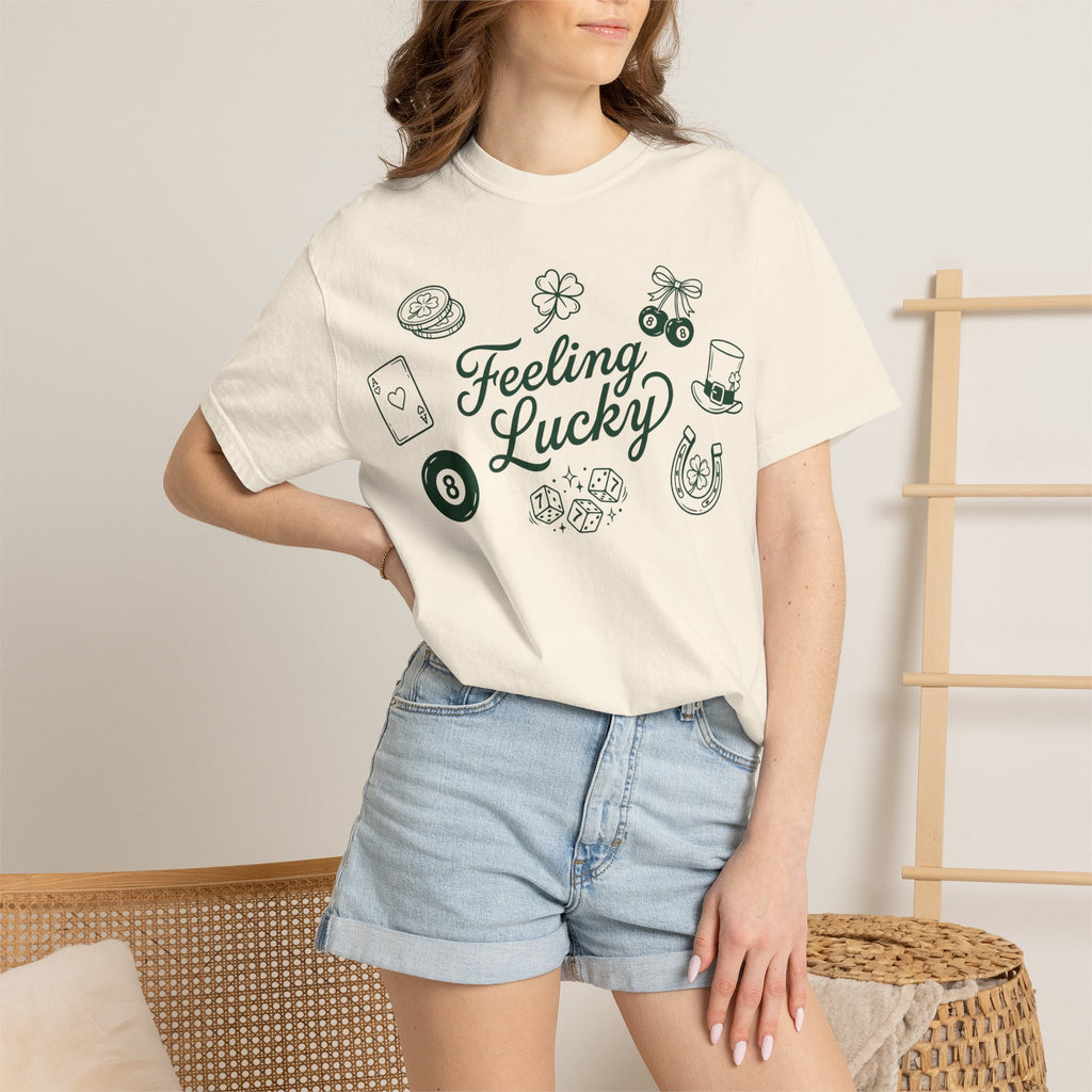 Feeling Lucky Shirt, St Patricks Day Charms Tee, Green Clover Dice Shirt, Lucky Charm Gift